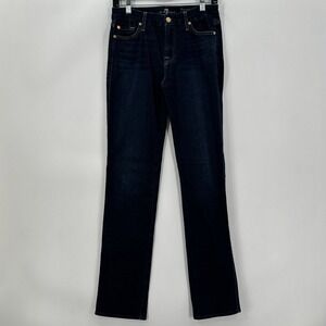 7 For All Mankind Kimmie Straight Leg Jeans Dark Indigo Blue Size 28x32 Womens